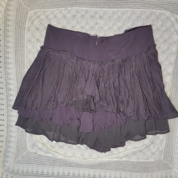 Free People Gray Ruffled Tiered Mini Skirt Size 12 - Picture 2 of 9
